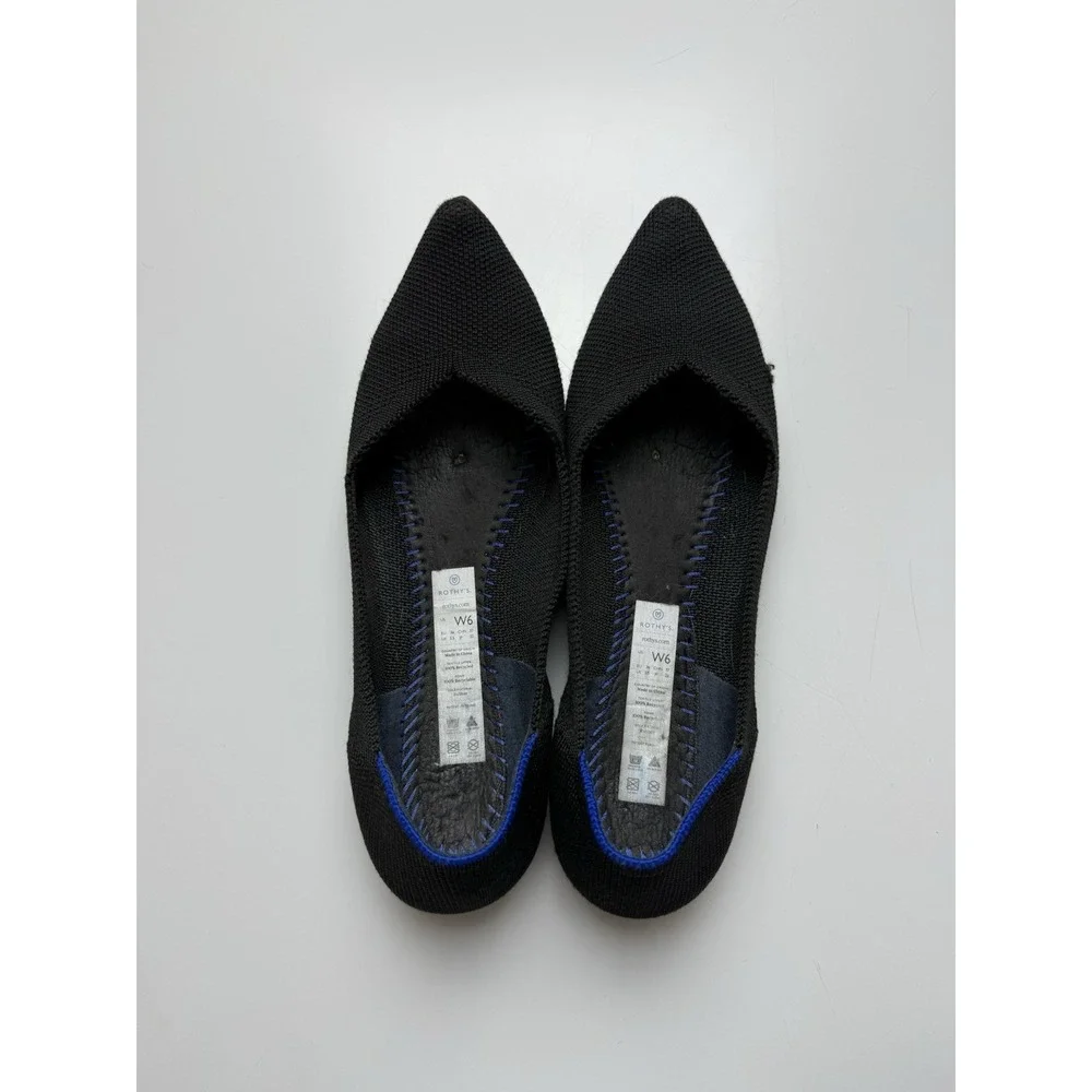 Rothy's Women's Black The Point Pointed Toe Slip-On Knit Flats Size 6
